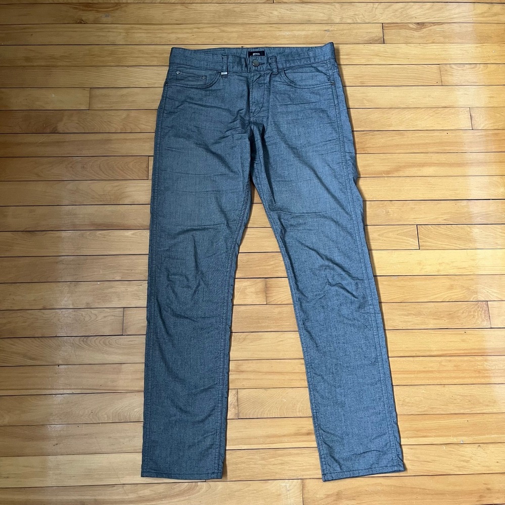Hugo Boss BOSS Mens Grey Slim Fit Stretch Pants 32x34 Textured 5-Pocket Trousers